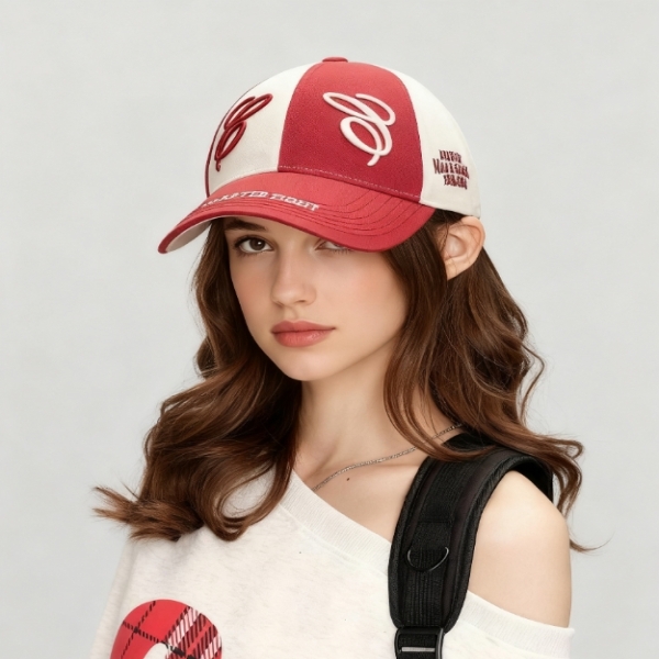 Custom Baseball Cap with Embroidery | Color-Block Baseball Cap with 3D Symbol Embroidery_复制